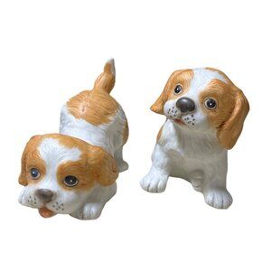 HOMCO Spaniel Puppies 3 INCH Porcelain Dog Figurines # 1407 Set of 2
